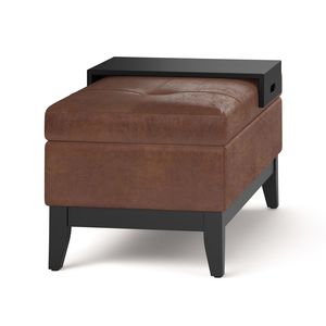Panca contenitore con vassoio in stile vintage marrone sella Oregon - Sgabelli e pouf - Product Image 3