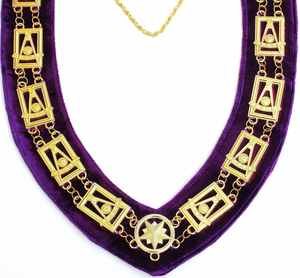 Collier de chaîne maçonnique à col large pour anciens maîtres maçons, en velours violet, pour la vente en gros de regalia maçonniques - Product Image 2