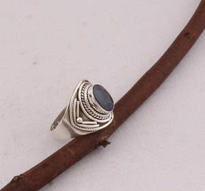 Bague de luxe en saphir bleu, argent sterling 925, design victorien vintage, pierre précieuse bleu profond, pour femme, bijou de famille, joaillerie fine - Product Image 5