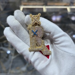 Colgante de Letra Personalizado S925 con Moissanita, Chapado en Oro de 14k, Oro Rosa o Plata, Corte Brillante, Regalo - Product Image 1