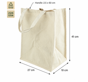 Sac fourre-tout en coton style Tesco (60% recyclé mélangé à 40% RPET) - 27x41x10 cm Couleur Pantone personnalisée Logo sur mesure Qualité export - Product Image 2