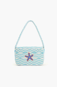 Sac fourre-tout en toile brodée classique fait main |   Design de perles de rocaille motif vague océanique de luxe |   Couleurs personnalisées et thème côtier artisanal - Product Image 5