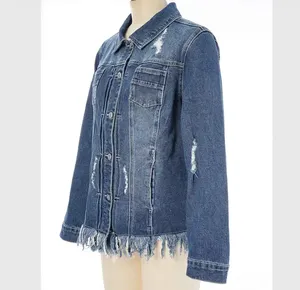 Women's Flo Short <b>Denim</b> <b>Coats</b> Ladies Streetwear Hip Hop Trend Casual Regular Fit Spring Medium Washed Simple Cotton Outwear - Product Image 2