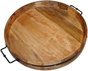 ถาดไม้ทรงกลมลายริ้วสไตล์เรียบง่าย - Product Image 1