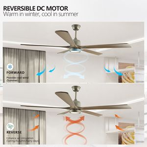 Ventilatore da Soffitto Moderno a LED da 60 Pollici con Luce, Motore DC Reversibile Silenzioso a 6 Velocità, Telecomando Incluso, Ideale per Cucina e Sala da Pranzo - Product Image 5