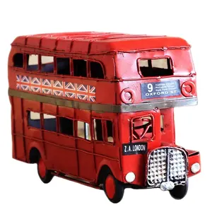 China factory direct sell London street classic red double decker bus pure handmade small london bus toy