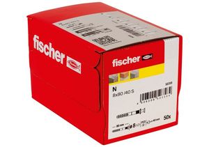 FISCHER N 6X40/10 S สกรูหัวจมแบบฝังพร้อมปลั๊กไนลอนชุบสังกะสี พุกคอนกรีตเหล็กกล้าคาร์บอนชุบสังกะสี - Product Image 2
