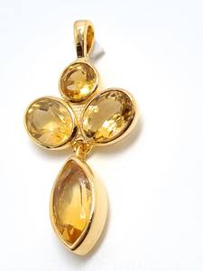 Colgante de Citrino Natural en Plata de Ley 925 con Baño de Oro de 14K, Colgante de Abeja y Libélula, Piedra de Nacimiento de Noviembre, Regalo para Ella - Product Image 2