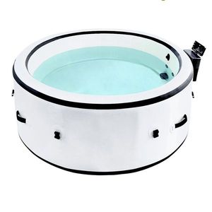 Piscine gonflable portable de 81,1''*27,9'' pour 4 à 6 personnes, bain à remous extérieur avec couverture et 6 perles lumineuses colorées - Product Image 1