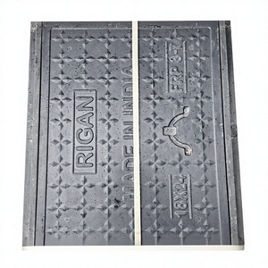 Top-Grade GRP FRP Composite Square <b>Black</b> 24x24 600x600 Outer <b>Frame</b> High-Strength Eco-Friendly Waterproof Manhole Cover for - Product Image 3