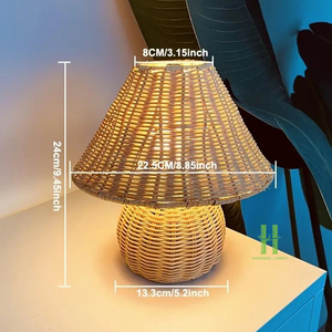 Handwoven Rattan <b>Table</b> Lamp Natural Wicker Bedside Lamp Boho Style Home Decor <b>LED</b> Night <b>Light</b> Eco Friendly Handmade Vietnam - Product Image 1