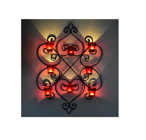 Porte-bougie mural en métal noir, design moderne, pour mariage, événements festifs, support à bougie en fer fait main pour décoration intérieure, table. - Product Image 6