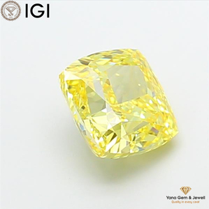 Diamant de laboratoire CVD 3,00 carats taille coussin avec certification IGI, clarté VS2, couleur jaune vif fantaisie pour bague élégante de soirée - Product Image 3