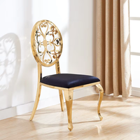 Chaise empilable en cuir blanc avec dossier en acier inoxydable à motif doré, design européen moderne pour salon, villa, salle à manger
