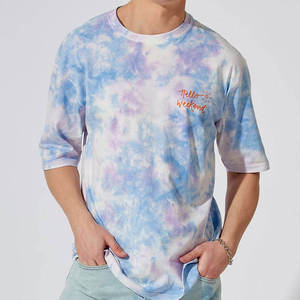 Camiseta Gráfica Tie Dye Pastel para Hombre, Casual, Oversize, de Mezcla de Algodón, Cuello Redondo, Estilo Urbano, Top de Manga Corta para Verano - Product Image 1