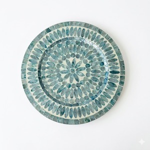 จานรองแก้วมุกทำมือขนาด 13 นิ้ว ประดับเปลือกหอยสีฟ้าคราม สำหรับตกแต่งงานแต่งงานและจัดโต๊ะอาหาร - Product Image 6