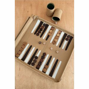 Classic Leather Roll up <b>Backgammon</b> <b>Set</b> for Travel and Everyday Play Customized Logo Unisex UKAAB LEATHER INDUSTRY - Product Image 2