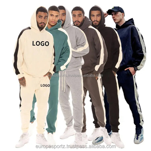 100%Cotton Wholesale <b>Tech</b> Fleece Slim Fit Tracksuits for Men Unisex Side Stripes Jogging Suits Streetwear Joggers Sweat Suits - Product Image 6