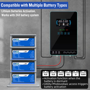 Convertisseur solaire hybride PV 350Vdc, <span class=keywords><strong>4000W</strong></span> DC 24V vers AC 120V avec contrôleur de charge MPPT 140A, compatible avec les batteries au lithium - Product Image 3