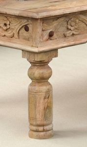 Mesa de Centro de Madera de Mango Tallada a Mano, Estilo Rústico Tradicional Indio, Altura Ajustable, para Sala de Estar - Product Image 3