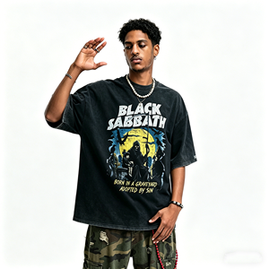 T-Shirt Oversize in Cotone Pesante 300GSM, Maglietta Vintage con Grafica Black <span class=keywords><strong>Sabbath</strong></span>, T-Shirt Retrò Streetwear per Uomo - Product Image 3