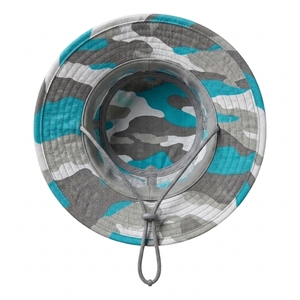 Custom Wide Brim Boonie Hat Camo Outdoor Fishing <b>Hiking</b> Safari Sun Hat Adjustable Chin Strap Ripstop OEM Factory <b>Cap</b> - Product Image 5