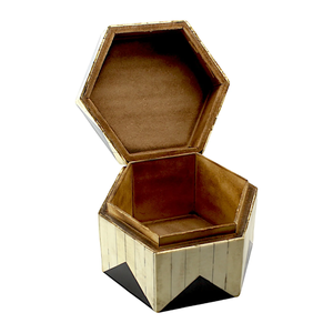 Boîte à bijoux en bois incrustée de os, artisanale, décorative, pour coiffeuse et décoration intérieure - Product Image 4