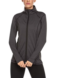 Women Full Zip Sport <b>Jacket</b> Black Long Sleeve Side Pockets Breathable Spandex Polyester Autumn <b>Wear</b> - Product Image 6