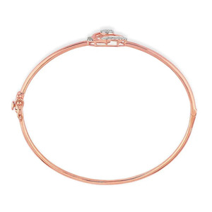 Hinged Openwork Heart Motif Diamond <b>Bangle</b> <b>Bracelet</b> - Product Image 4