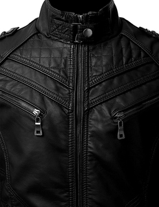 Veste en cuir pour homme à capuche, veste en cuir de moto personnalisée, veste en cuir d'agneau véritable - Product Image 3