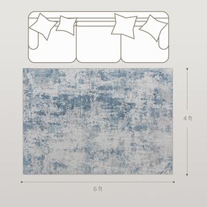 Tappeto Moderno Astratto 4x6 Antiscivolo Lavabile in Lavatrice Blu con Pelo Medio per Soggiorno, Camera da Letto e Sala da Pranzo - Product Image 4