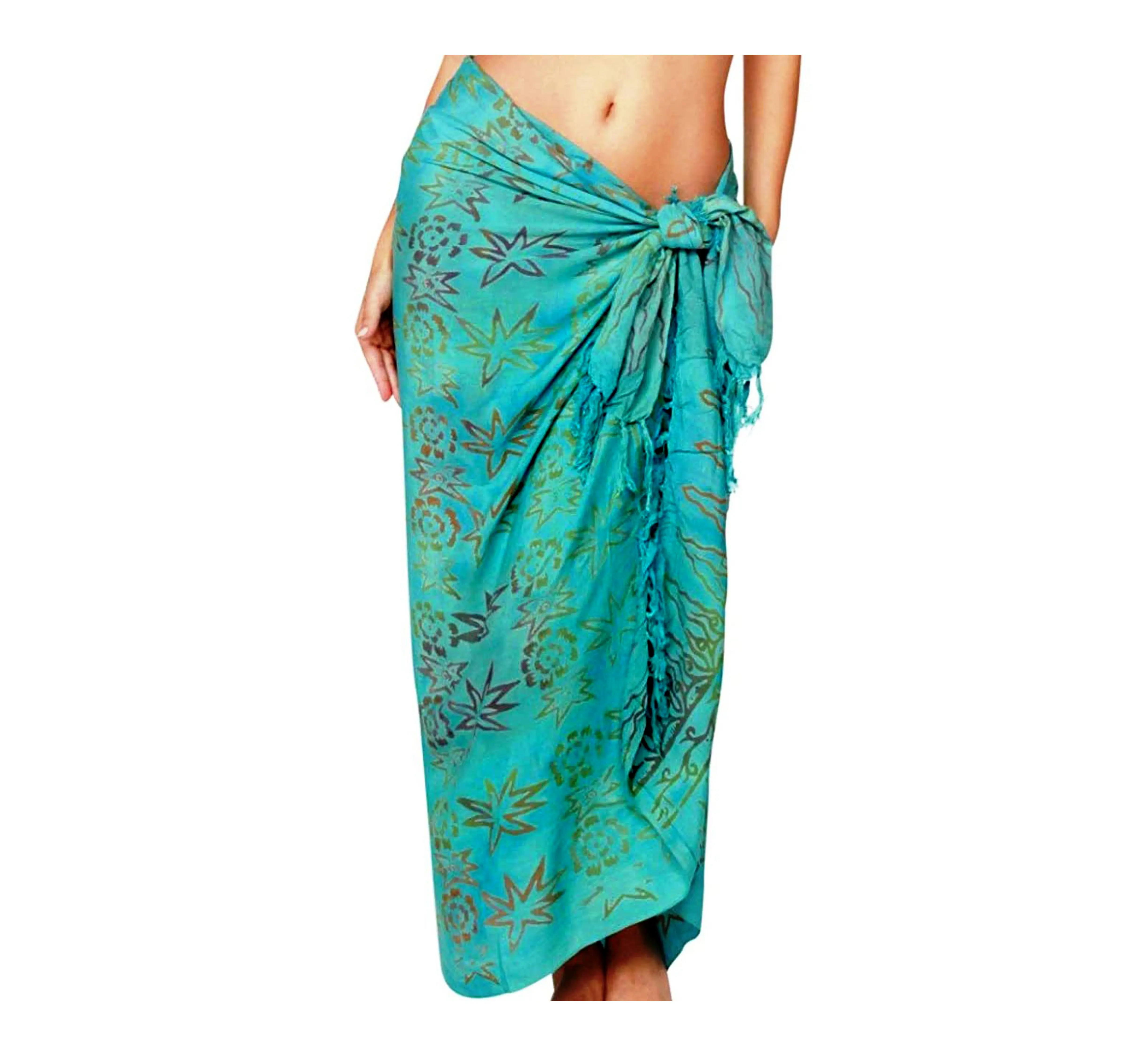 Rayon design floral feminino, pareo sarongue e havaiano saia frente meninas pareo sarongue
