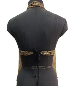 Haut sexy de créateur fait main pour femme, orné de paillettes, de perles et de broderies géométriques, dos nu, style lourd, pour club et soirée, vente en gros abordable - Product Image 3