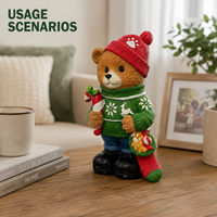 Figurine d'ours en résine personnalisée, écologique, pour Noël, ours en peluche avec pull peint à la main, cadeau de Noël, décoration, artisanat OEM ODM