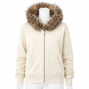 HYPEN SPORTS Sweat à capuche homme en molleton bouclette de coton vieilli, avec capuche amovible en fausse fourrure, fermeture éclair, coupe droite, écologique, style urbain - Product Image 1