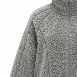 Hoodie surdimensionné de haute qualité en polaire Sharpa 100% polyester 400 g/m² sans cordon avec fermetures éclair sur le devant et les poches - Product Image 4