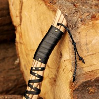 Hache Viking en Acier à Haute Teneur en Carbone Forgée à la Main, Manche en Bois de Frêne Personnalisé OEM, Hachette à Barbe avec Étui en Cuir, Hache de Camping et de Bushcraft