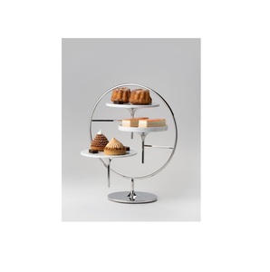 Luxury Decorative Handmade ATS Metals Aluminium Double <b>Tier</b> <b>Cake</b> Stand Polished Surface for High End Restaurant Banquet Table - Product Image 2