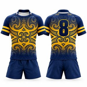 Ensemble d'uniformes de rugby personnalisés imprimés par sublimation à motif tribal pour hommes – Maillot et short de performance athlétique respirants et à séchage rapide 100 % - Product Image 1
