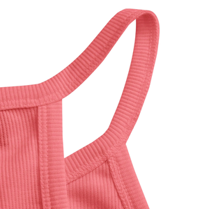 Débardeur côtelé dos nu pour femme, sans manches, coupe ajustée, en maille extensible, camisole décontractée d'été, doux, respirant, en polyester, pour usage quotidien, rose - Product Image 4