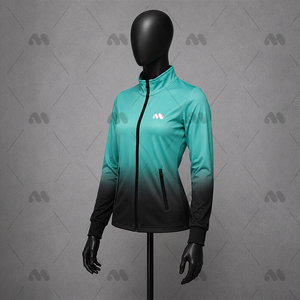 Chaqueta de ciclismo para mujer con cremallera, resistente al viento, transpirable, de manga larga, para entrenamiento en bicicleta, ropa deportiva con degradado. - Product Image 4