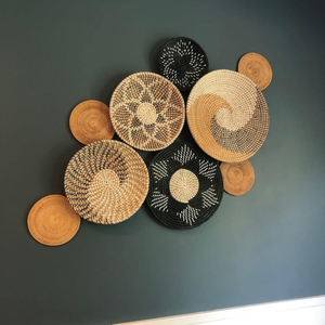 Ensemble de décorations murales multifonctionnelles en jonc de mer, faites à la main et écologiques, style moderne et antique, pour la décoration de la maison. - Product Image 2