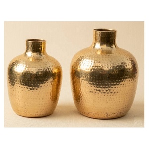 Modern Brass Hammered Textured Finish Aluminum <b>Tabletop</b> Pot Handmade Antique Gold Flower Centerpiece Home Decorative 34x30 cm - Product Image 5