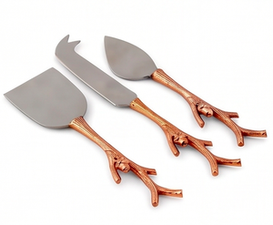 Ensemble de couteaux à fromage rétro en métal avec manches en forme de branche, durables, compatibles lave-vaisselle, pour les fêtes, les hôtels et la cuisine - Product Image 1