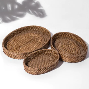 Plateau de service en rotin écologique, décoratif, de qualité supérieure, pour servir et ranger fruits, thé, café, etc. - Product Image 2