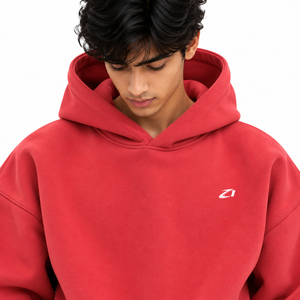 Y2K Men's <b>Red</b> 2PC Tracksuit Set Oversized <b>Hoodie</b> Baggy Sweatpants Drawstring Waist Kangaroo Pocket Relaxed Streetwear Front Logo - Product Image 3