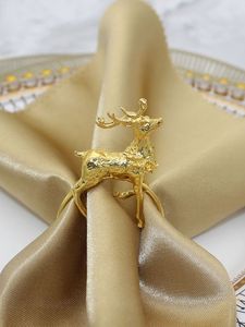 Anneau de serviette en alliage de zinc creux avec motif tête de cerf pour la décoration de table de Noël - Product Image 5