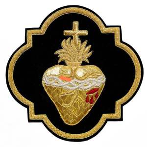 Aplique Religioso de Lujo Bordado a Mano con Hilo de Oro y Diseño de Sagrado Corazón - Resistente al Agua con Efecto 3D en Relieve - Product Image 6