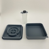 Ensemble de voyage 2-en-1 pour animaux de compagnie : gamelle en silicone de qualité alimentaire et acier inoxydable, distributeur de nourriture lent, compatible lave-vaisselle, idéal pour le camping et les déplacements