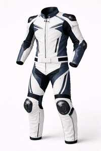 Traje de Motociclismo Lenvique ST101 Blanco y Azul, Chaqueta y Pantalones de Cuero Estampado para Carreras, Protección Completa, 220g, OEM Personalizado - Product Image 3